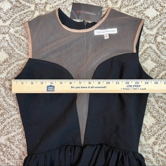 DRESS THE POPULATION 'PATRICIA' ILLUSIONS CHIFFON ROMANTIC BLACK MAXI DRESS sz S - Picture 11 of 16